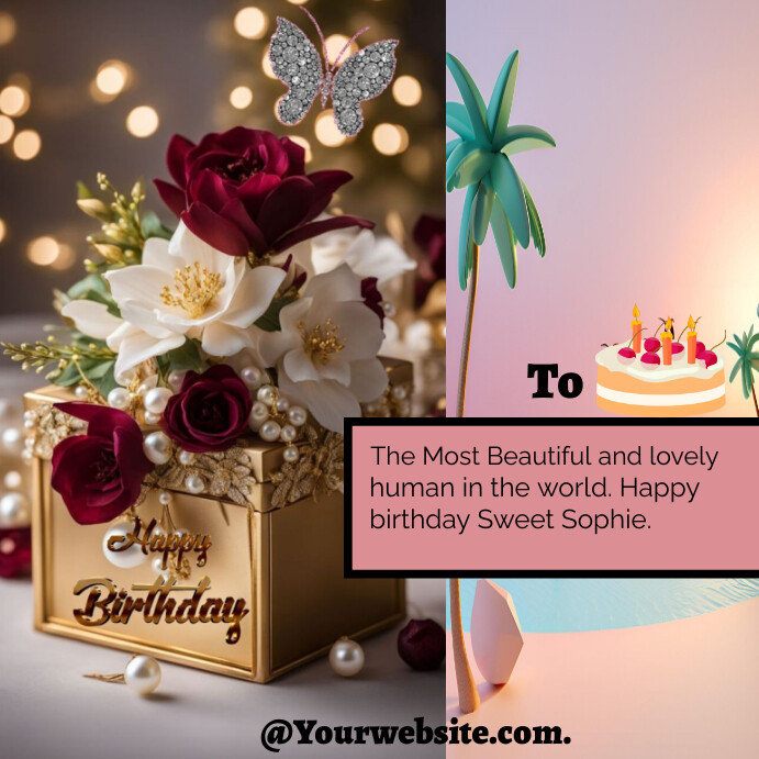 Brown Joyful Happy Birthday Online Design  In Publicação no Instagram template