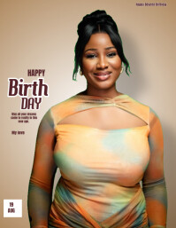 Brown Joyful Happy Birthday Templates  Flyer (us Letter)