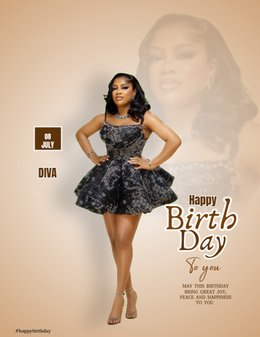 Brown Joyful Happy Birthday Templates  Flyer (us Letter) Pamflet (VSA Brief)