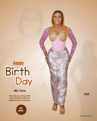 Brown Joyful Happy Birthday Templates  Instagram Portrait