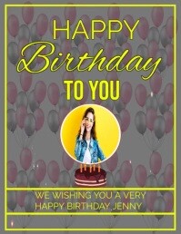 Brown Joyful Happy Birthday To You  Flyer (us Letter) template