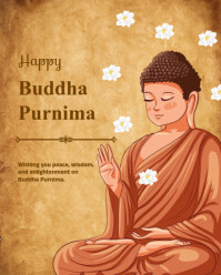 Brown Joyful Happy Buddha Purnima Wish Template  Instagram Portrait