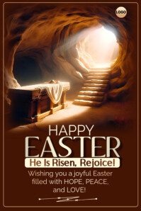 Brown Joyful Happy Easter   Poster template