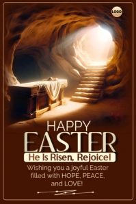 Brown Joyful Happy Easter   Poster Plakat template