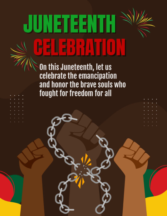 Brown Joyful Happy Juneteenth Freedom Day  Flyer (us Letter) template