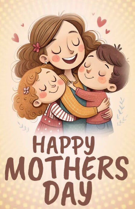Brown Joyful Happy Mothers Day Half Page Wide Meia página larga template