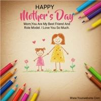 Brown Joyful  Happy Mothers Day Instagram Post template