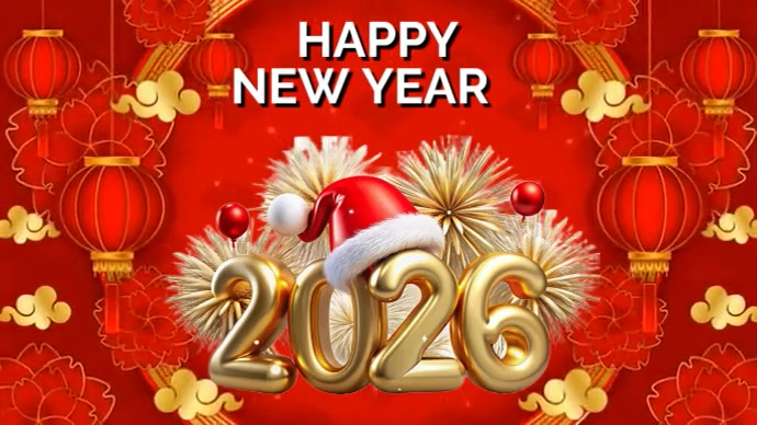 Brown Joyful Happy New Year Digital Display (16:9) template