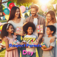 Brown Joyful Happy Respect Parents Day  Instagram Post template