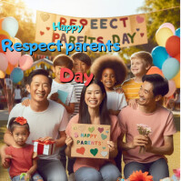 Brown Joyful Happy Respect Parents Day  Instagram Post template