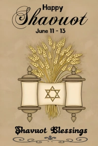 Brown Joyful Happy Shavuot Celebration  Poste Iphosta template