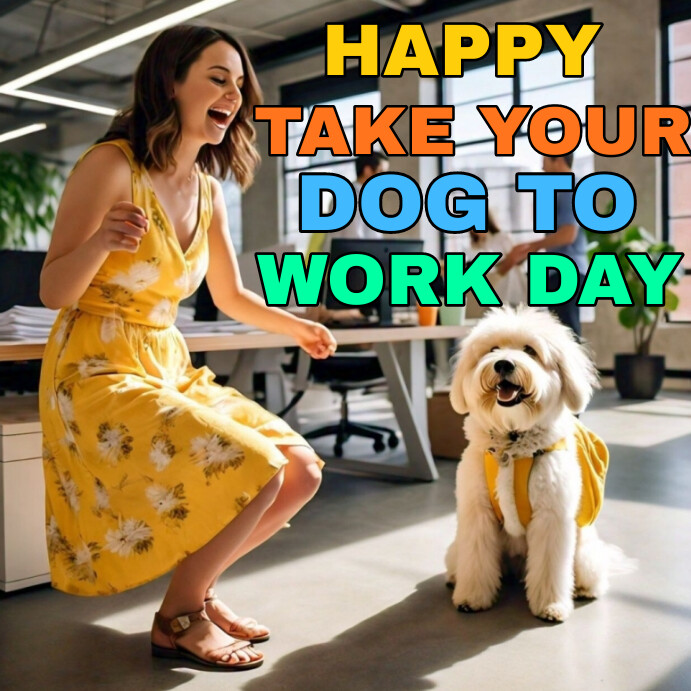 Brown Joyful Happy Take Your Dog To Work Day Template | PosterMyWall