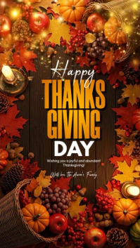 Brown Joyful Happy Thanksgiving Day, Instagram Story template