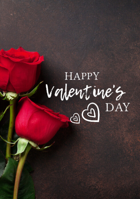 Brown Joyful Happy Valentine's Day Celebration Flyers  A4 template