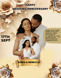 Brown Joyful Happy Wedding Anniversary  Flyer (us Letter) template