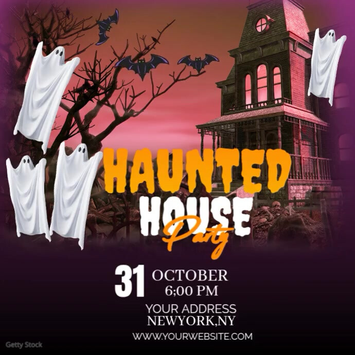 Brown Joyful Haunted House Party Invitation Video Instagram Post ...