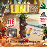 Brown Hawaiian Luau Party Сообщение Instagram Template