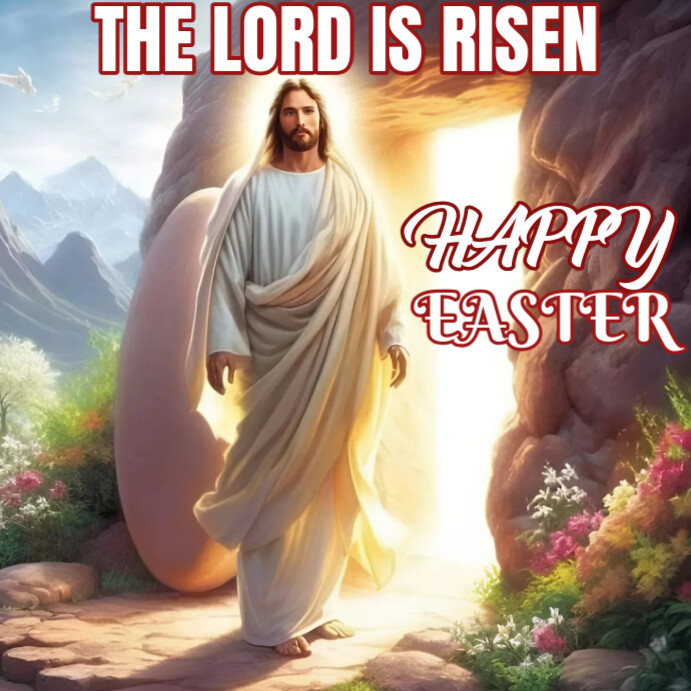 Brown Joyful He Is Risen Happy Easter Design Template  Instagram Post