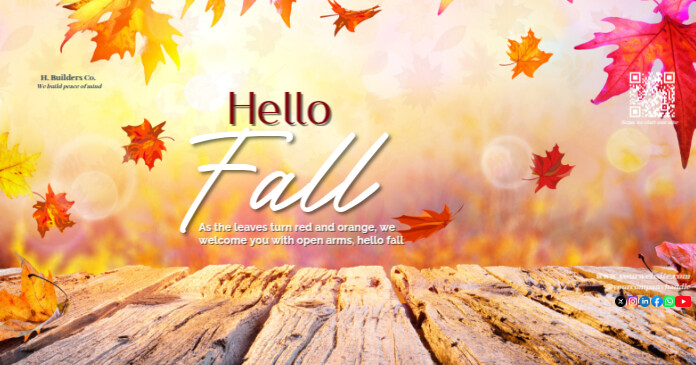 Brown Joyful Hello Fall Facebook Shared Image template