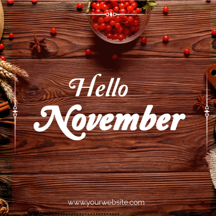 Brown Joyful Hello November Instagram Post Template | PosterMyWall