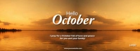 Brown Joyful Hello October Happy New Month Facebook Cover Photo template
