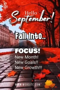 Brown Joyful Hello September - Happy New Mont Poster template
