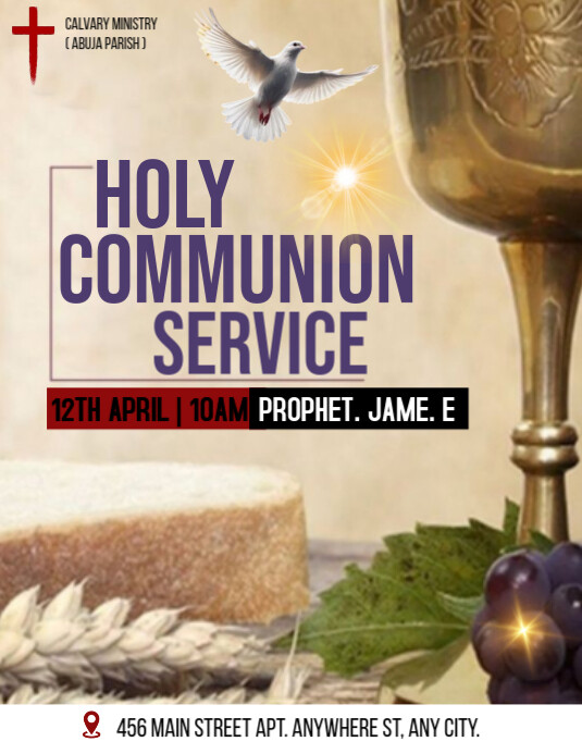 Copy of Brown Joyful Holy Communion Flyer (us Letter) | PosterMyWall