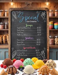 棕色 Ice Cream Menu Volante Template