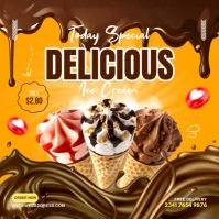 Brown Joyful Ice Cream Poster Flyer Instagram Post template