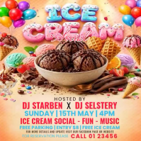 Brown Joyful Ice Cream Social Event Instagram Post Video template