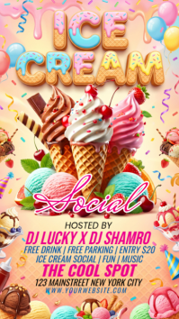 Brown Joyful Ice Cream Social Event Instagram Story template