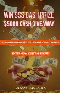 Brown Joyful Incredibly Strong Cash Giveaway Animated Ad Tabloid template