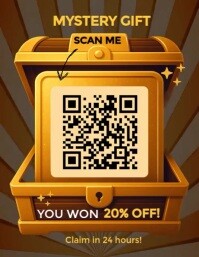 Brown Joyful Interactive Qr Code 'mystery Gift' Promotion Flyer (us Letter) template