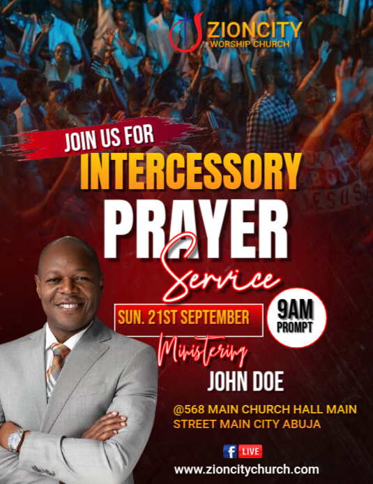 Brown Joyful Intercessory Prayer Service Template Flyer (us Letter ...