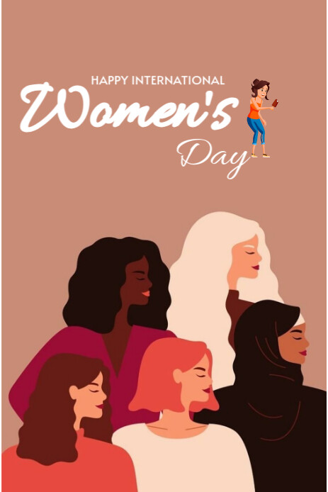 Brown Joyful International Women's Day  Pinterest Graphic template