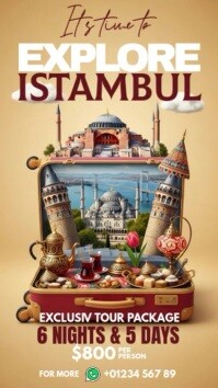 Brown Joyful  Its Time To Explore Istanbul   Facebook Story template