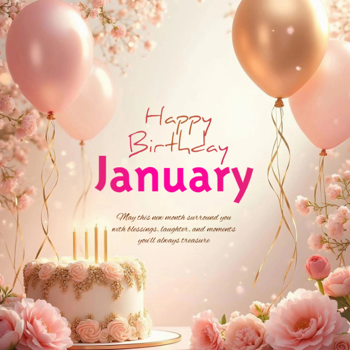 Brown Joyful January Birthday Card Logo Template | PosterMyWall