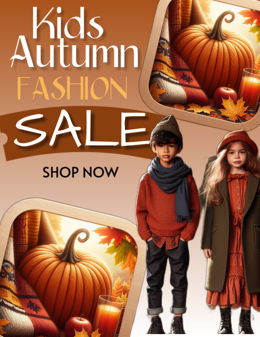 Copy of Brown Joyful Kids Autumn fashion Flyer (us Letter) | PosterMyWall