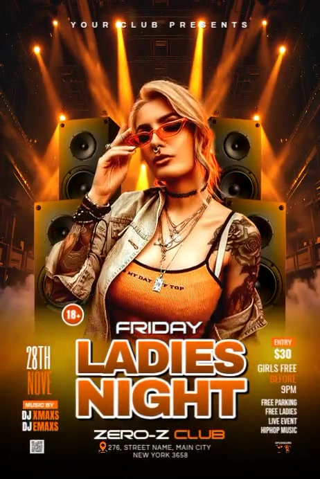 Copy of Brown Joyful Ladies Night Club Party Poster | PosterMyWall