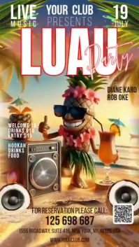 Brown Joyful Luau Party Digital Display Video template