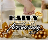 Brown Joyful Marriage Anniversarry Fleyer Template Large Rectangle