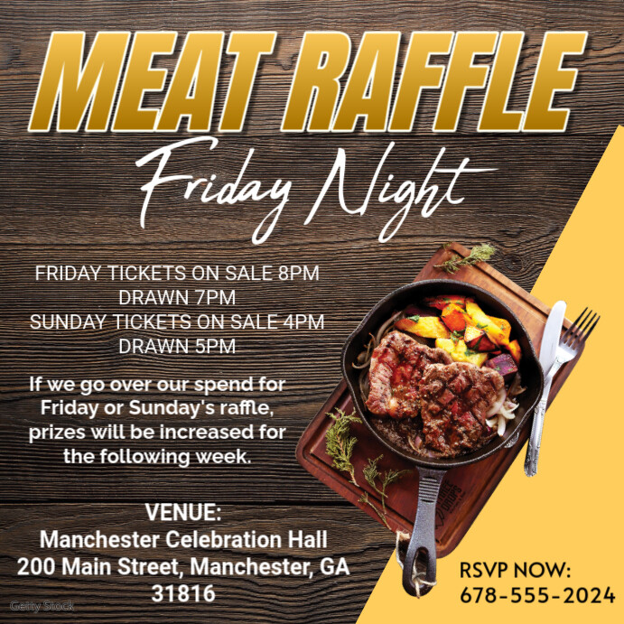 Brown Joyful Meat Raffle Flyer Instagram Post Template | PosterMyWall