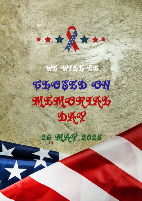 Brown Joyful Memorial Day Closed  A4 template