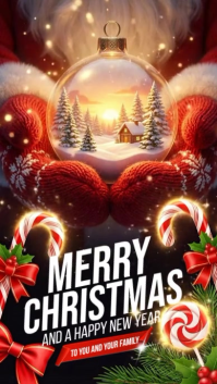 Brown Joyful  Merry Christmas And Happy New Year Instagram Story template