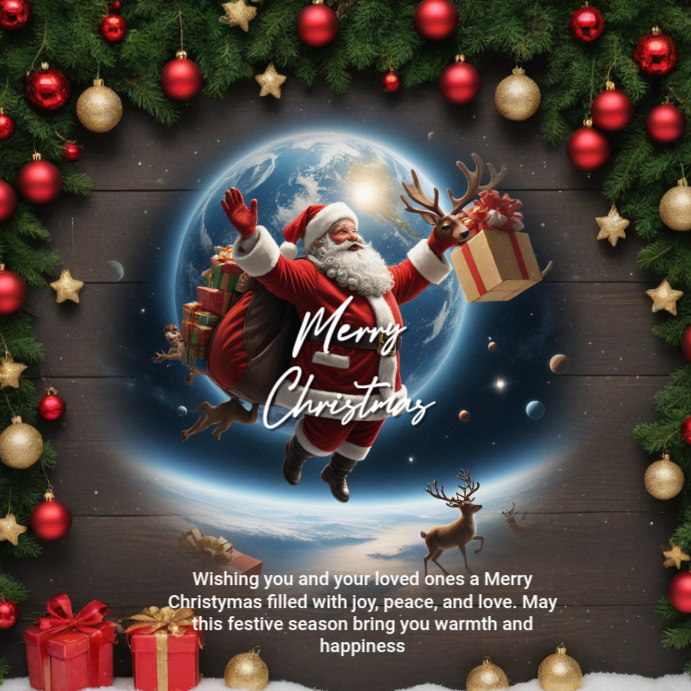 Plantilla de Brown Joyful Merry Christmas Wishes Instagram Post ...
