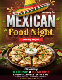 Brown Joyful Mexican Food Night Flyer Folder (US Letter) template