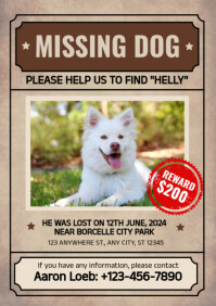 Marron Missing Dog Poster A2 Template