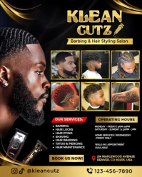 Brown Joyful Modern Barbing Salon Flyer | Professional Haircut &Grooming Services Instagram Portrait template