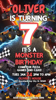 Sort Monster Truck Birthday Party Instagram 快拍 Template