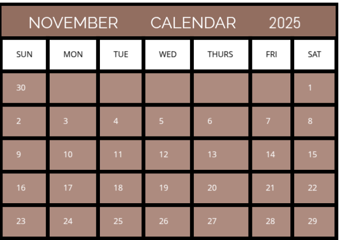 Brown Joyful Monthly Calendar  A4 template